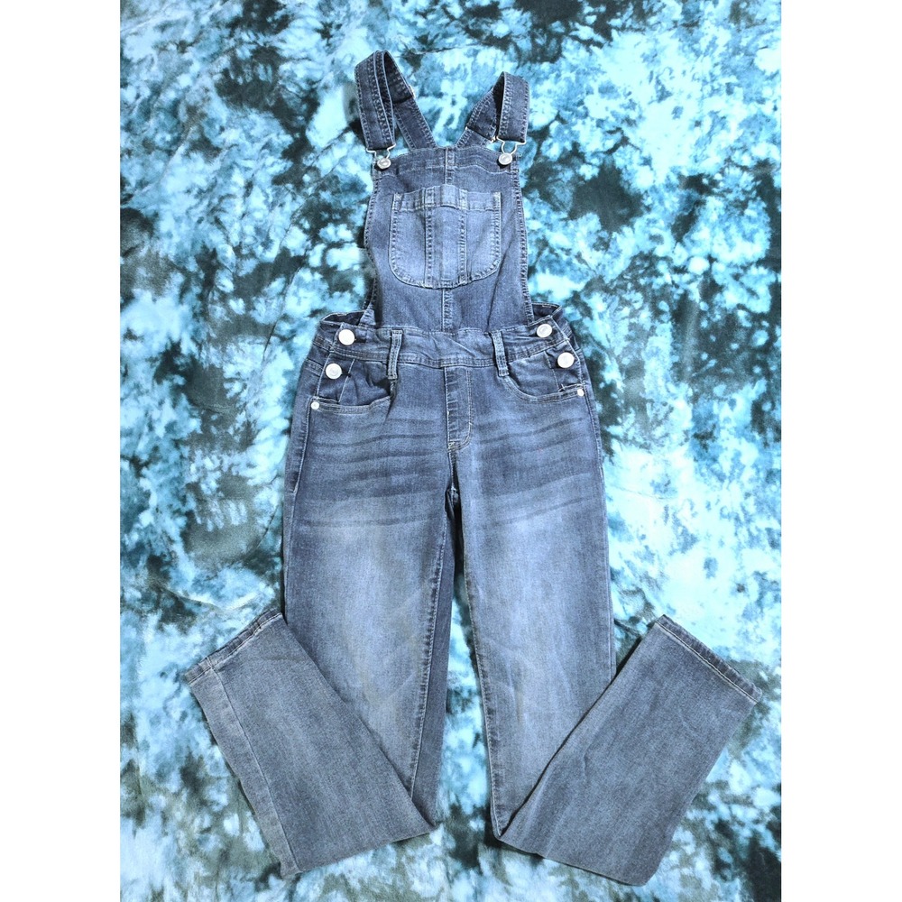 Wallflower Med Wash Stretchy Denim Overalls - Bibs Juniors Size XS